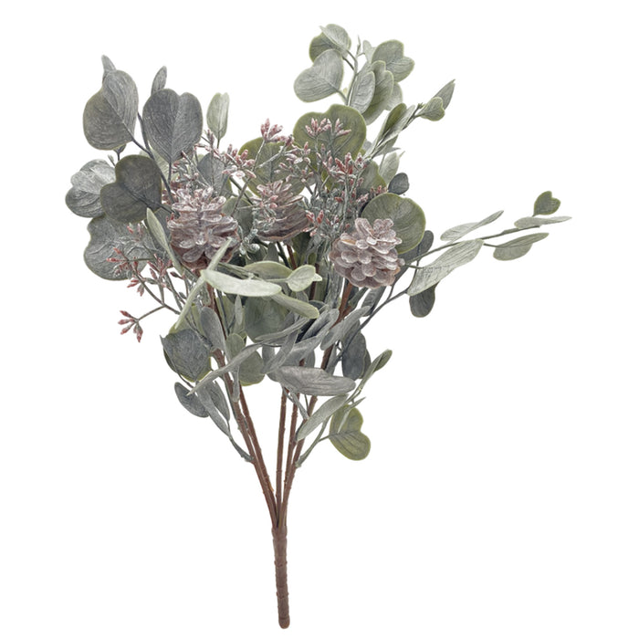 17" Eucalyptus/Cone/Berry Bush - Grey/Green