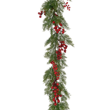 60 in Juniper Garland w/Mixed Berries - Red/Green