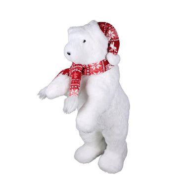 19 in Polar Bear w/Hat & Scarf - White/Red