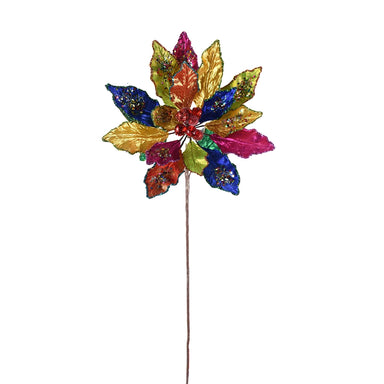 27" Comet Glitter Poinsettia Stem - Multicolor