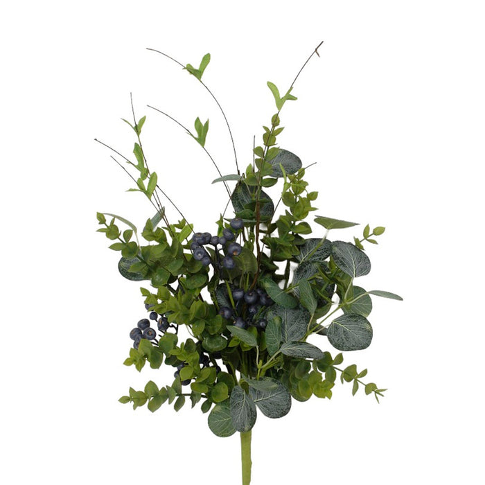 21 in Polyester Blueberry Eucalyptus Bush w/Mixed Foliage - Blue/Green