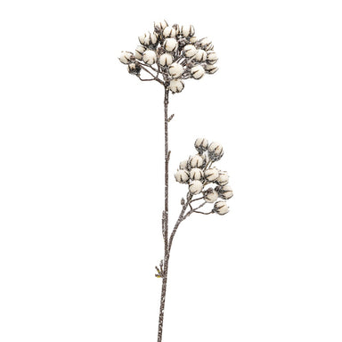 25 in Flocked Styro Iced Winter Hypericum Spray - Cream