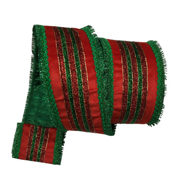 4 in Trim Velvet Ribbon - Red/Green