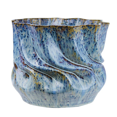 10 in Glossy Ripple Vase - Blue