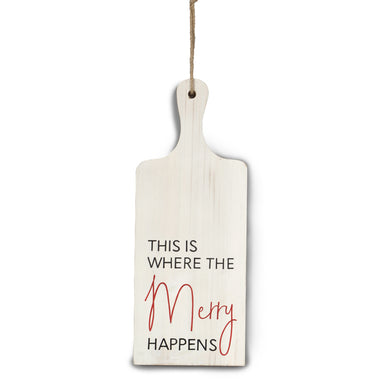 Wood Cutting Board Wall Sign - White