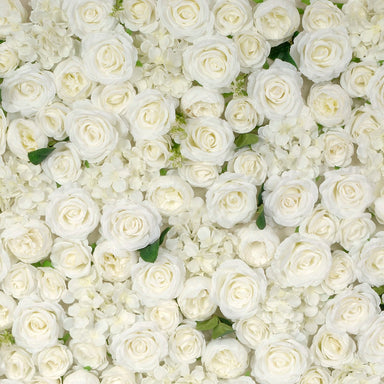 95 in Polyester Peony/Rose/Hydrangea On Fabric Drape With Ties - White