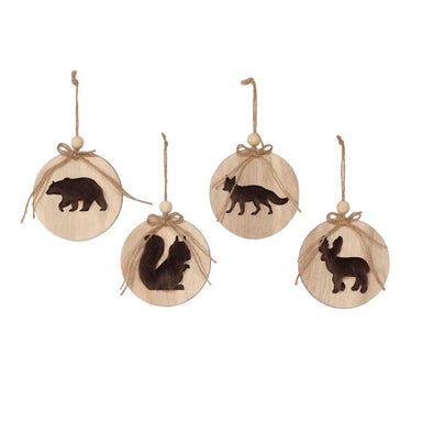 4" Assorted Wood Disk Ornaments
