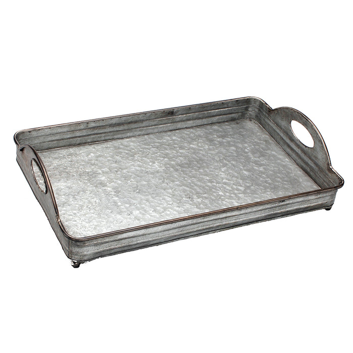 20 in L X 12-1-2 in W Galvanized Metal Rect Tray W-2 Handles