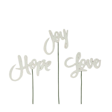 3 Asst Glitter Foam Pick "Hope"