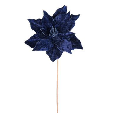 20 in Velvet Poinsettia Stem - Midnight Blue