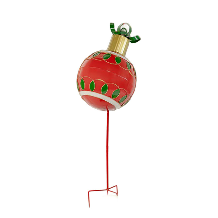 35.83 in Tall Red Christmas Ball Ornament Metal Garden Stake