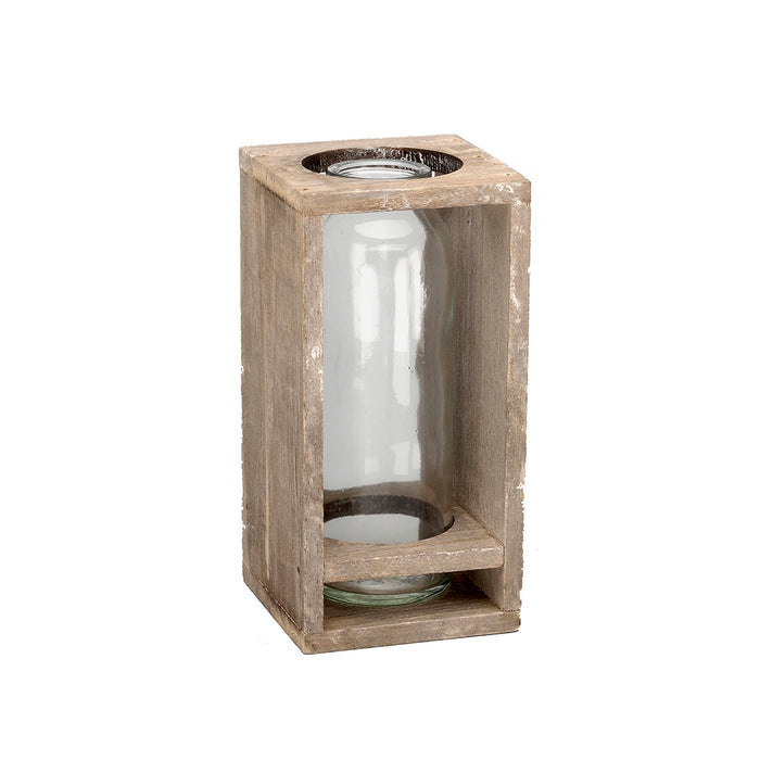 3 in X 3-1-4 in X 6-3-4 in H Wood Box Stand W-Glass Bottle V