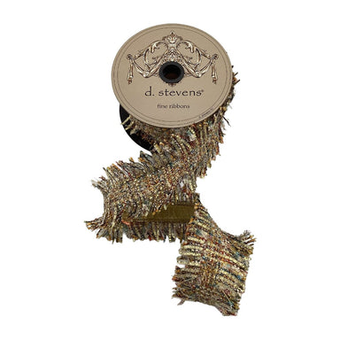 2.5 in Blissful Boucle Frayed Edge Ribbon - White/Gold/Blue/Green