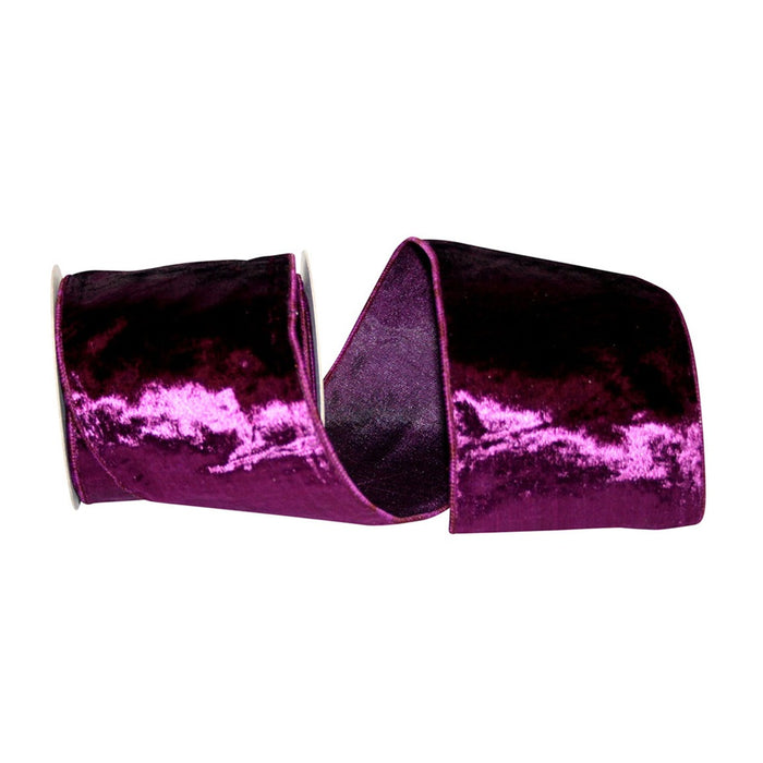 4 in Designer Plush Velvet Elite Wired Edge Ribbon - Purple