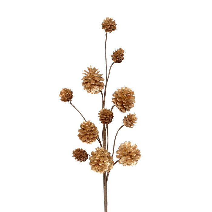 25 in Glittered Metallic Mixed Pinecone Spray - Gold