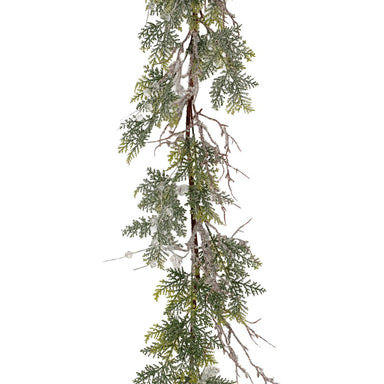 60" Washed Cedar Garland w/Acrylic Ice