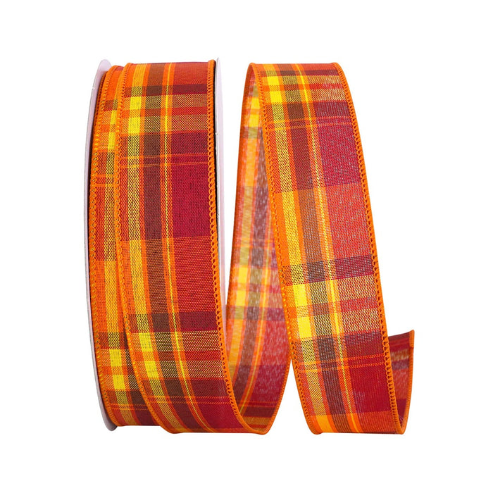 1 1/2 in Tierra Tonal Plaid Wired Edge Ribbon - Multicolor
