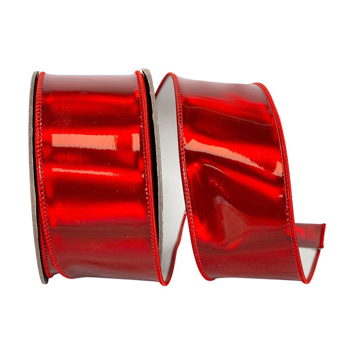 2 1/2 in Jelly Vinyl Reflection Deluxe Wired Edge Ribbon - Red