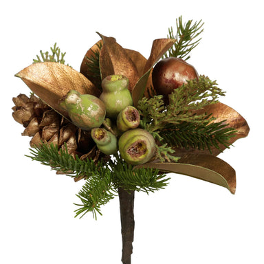11 in Magnolia Leaf/Berry Bouquet - Gold/Green
