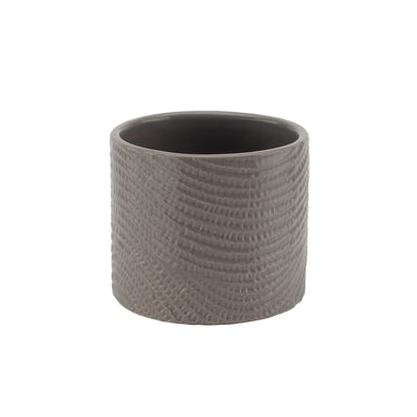 4 1/2" Ceramic Textured Cylinder Pot - Grey