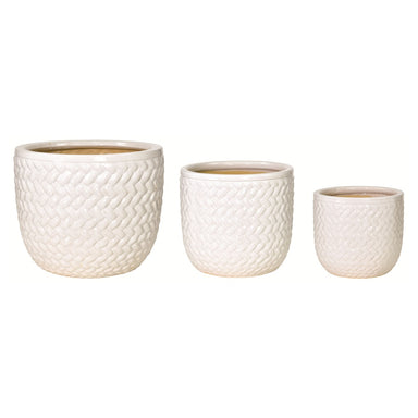 Round Taper Ceramic Planters - White