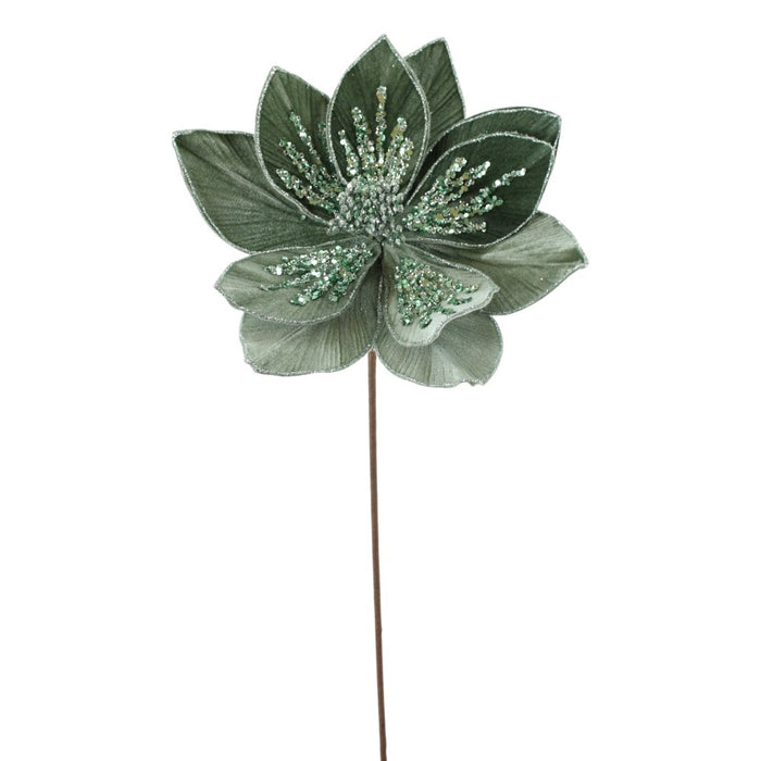 22 in Glitter Poinsettia Stem - Green