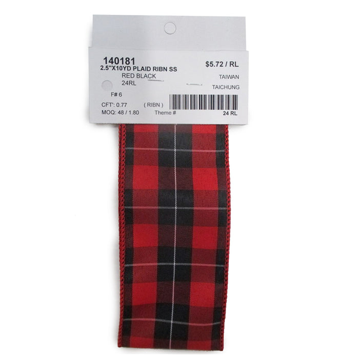 #40 Plaid Ribbon - Red/Black