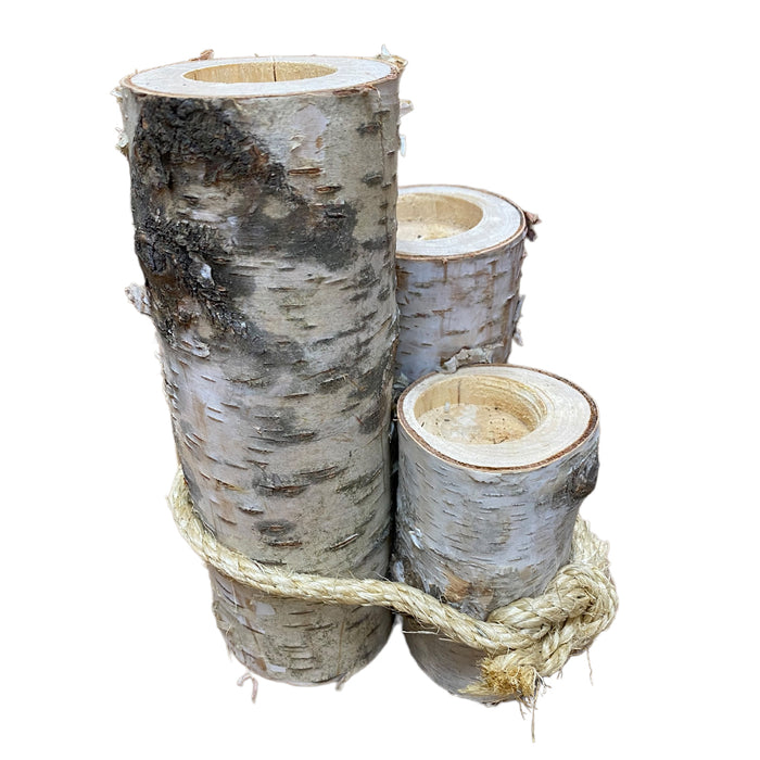 Set of 3 Log Candle Holders