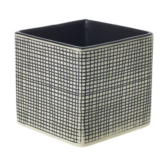 5 in Checkered Cube - Black & White