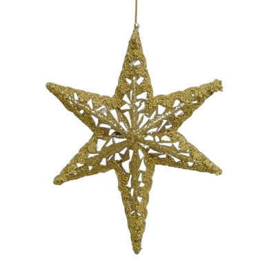 Trim and Jewel Star Ornament - Gold/Silver