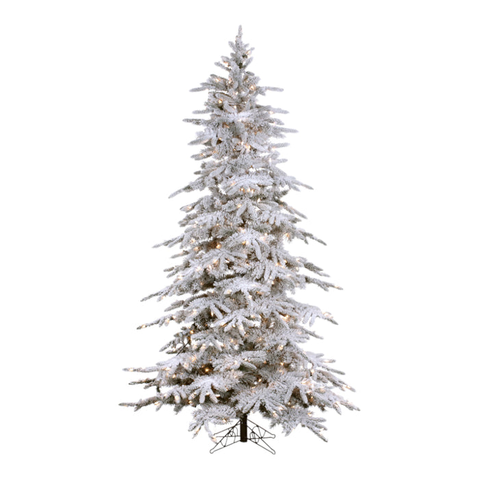 10 ft Flocked Balsam Pine Tree w/1050 Staylit Clear Lights