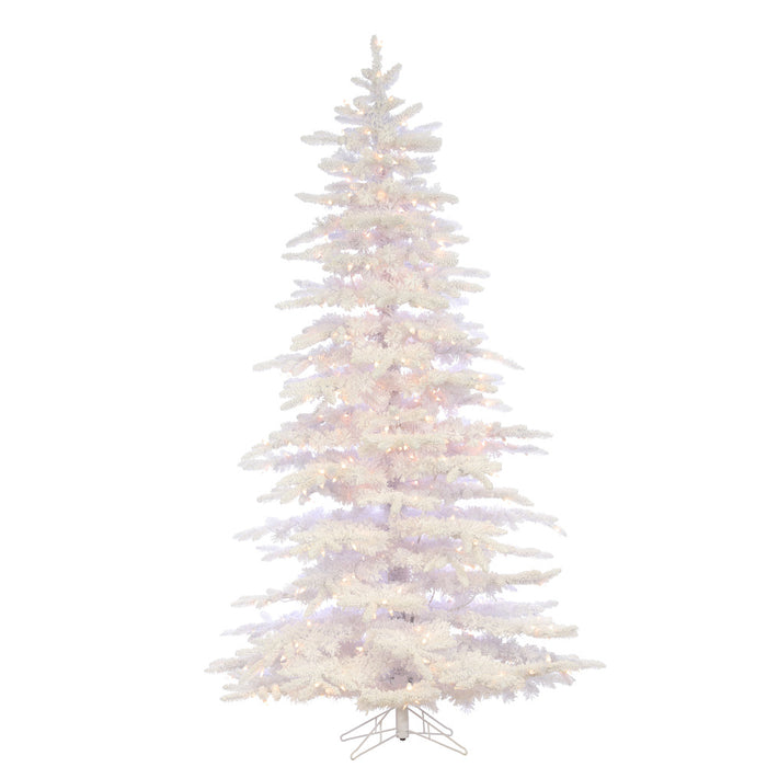 9 ft Snow Owl Flock Balsam Pine Tree - White