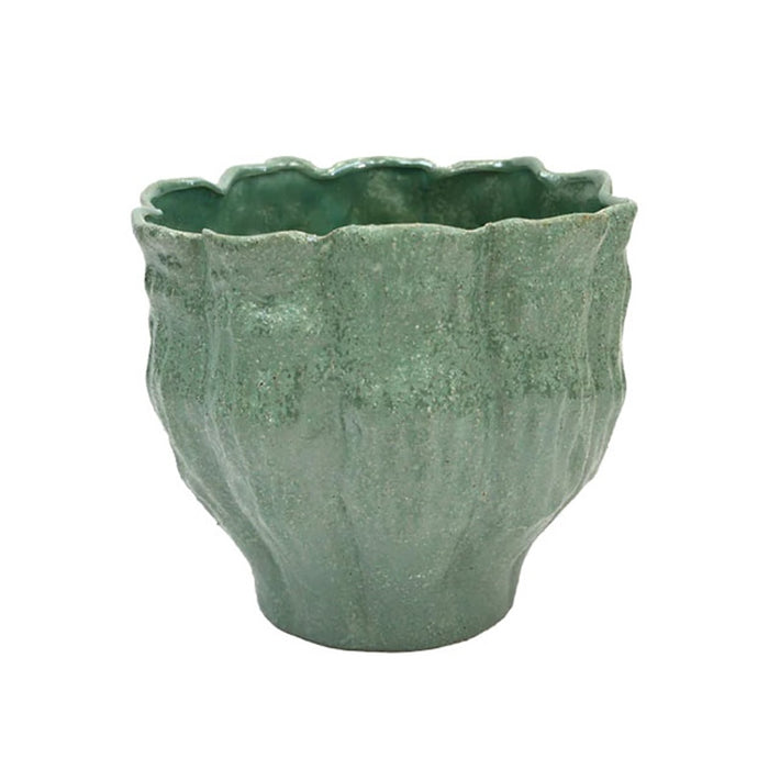 12 in Stria Cone Planter - Green