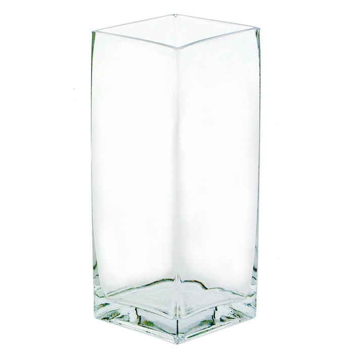 10" Square Clear Glass Vase