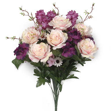 Rose, Hyacinth, Hydrangea Bush - Peach/Purple