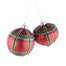 4" Glass Plaid Ornament - Red/Multi