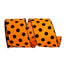 2 1/2 in Jumbo Dot Flocked Wired Edge Ribbon - Orange/Black