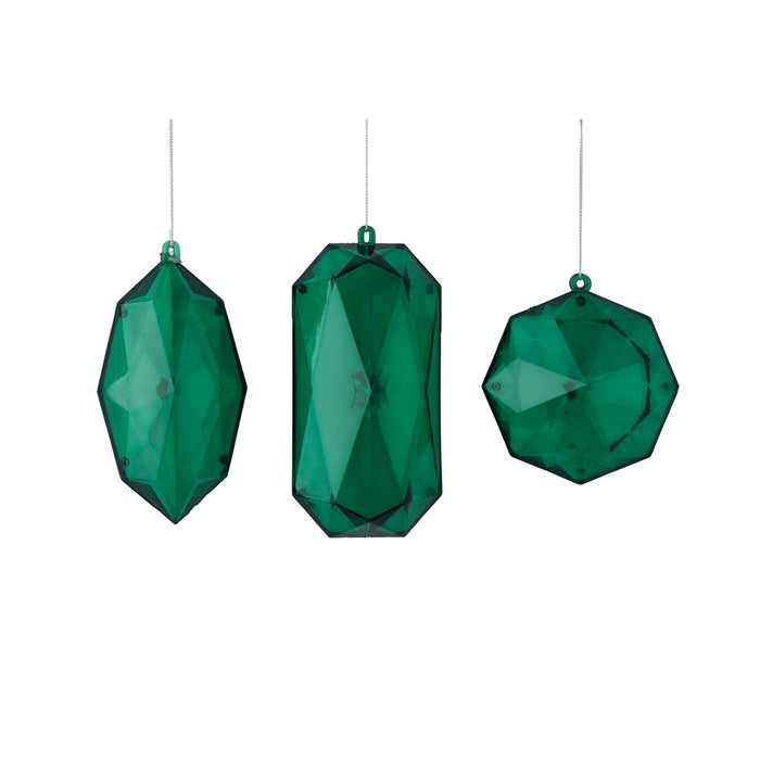 Plastic Jewel Ornament w/Hanger - Emerald