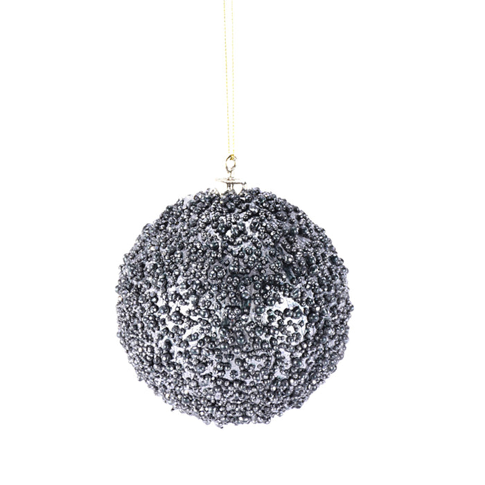 Beaded Ball Ornament - Pewter