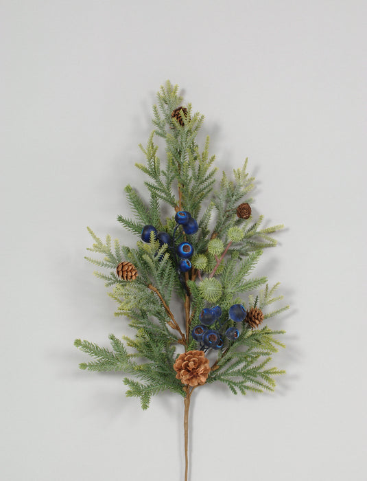 Mini Pine/Blueberry Spray w/Cones