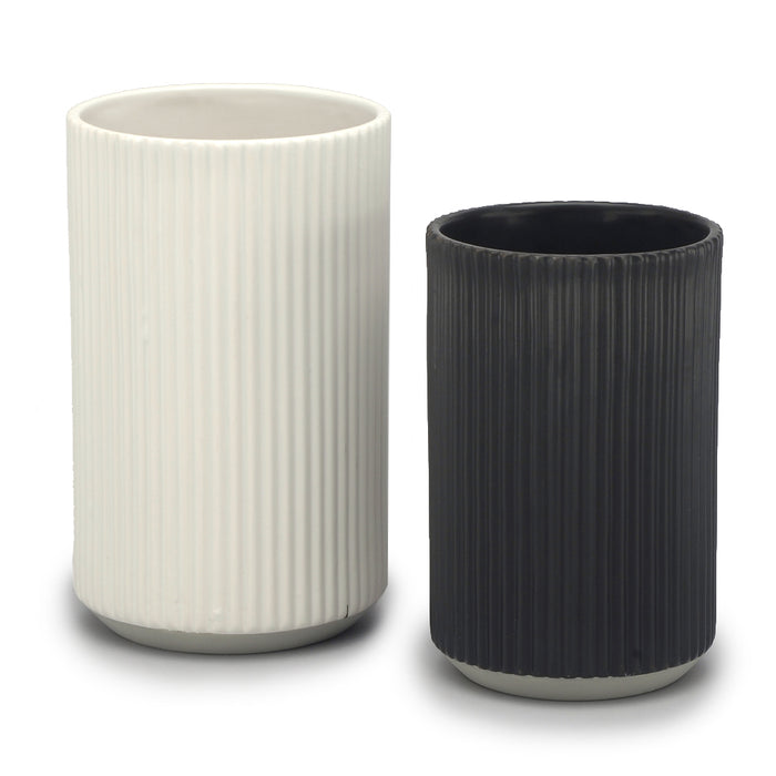 Vertical Ribbed Cylinder Vase