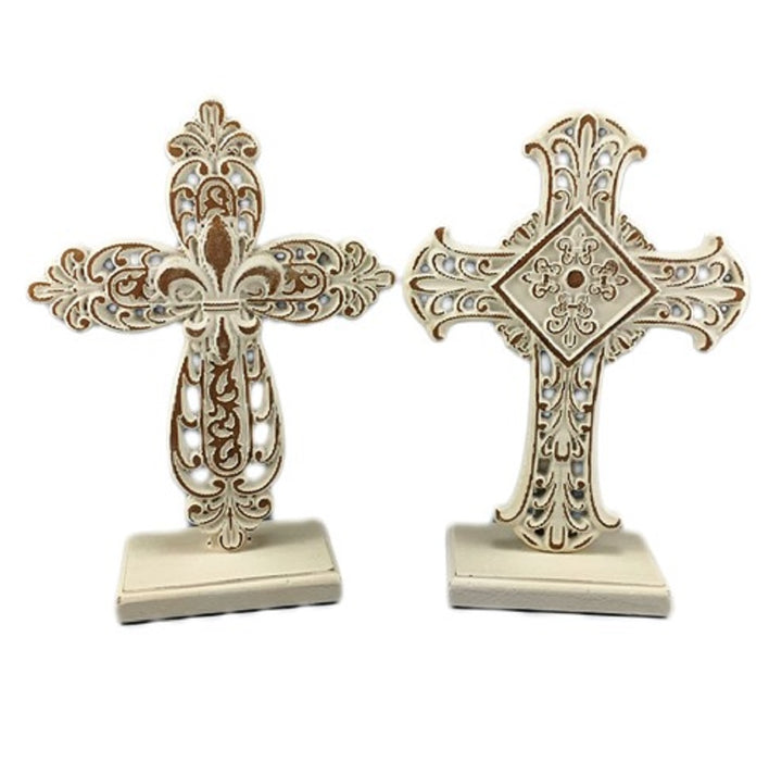 Standing Cross - White/Gold