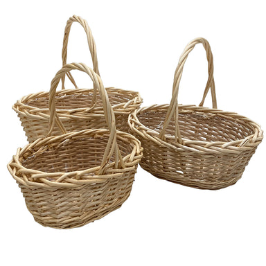 Set of 3 Peeled Willow Oval Baskets