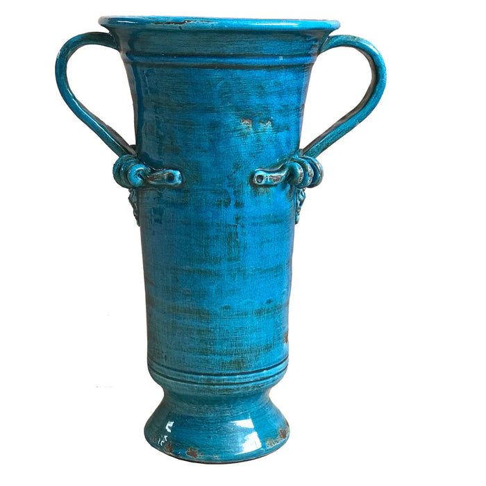 23" Vase w/ Handles - Teal Blue