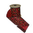 4 in Satin Gold Glitter Leopard Ribbon - Red