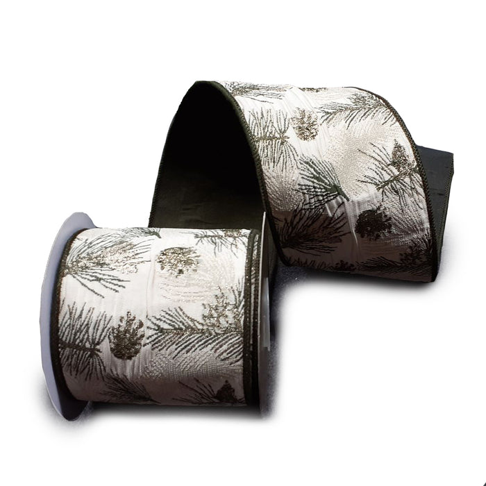 Pine Jacquard Ribbon - Natural