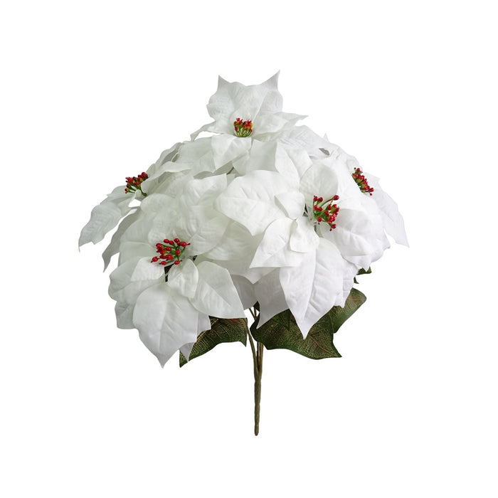 22 in Velvet Poinsettia Bush - Cream