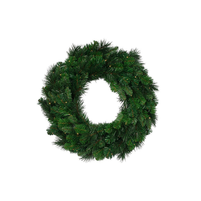 Vinyl Pre-Lit Deluxe Evergreen Double Wreath