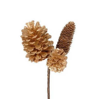 11 1/2 in Metallic Glittered Pinecone Pick - Gold