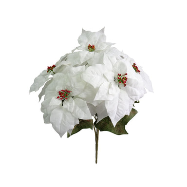 22 in Velvet Poinsettia Bush - Cream